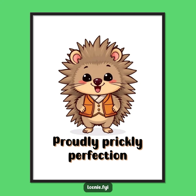Funny Porcupine Vest Digital Art: Proud and Delightful Wall Decor
