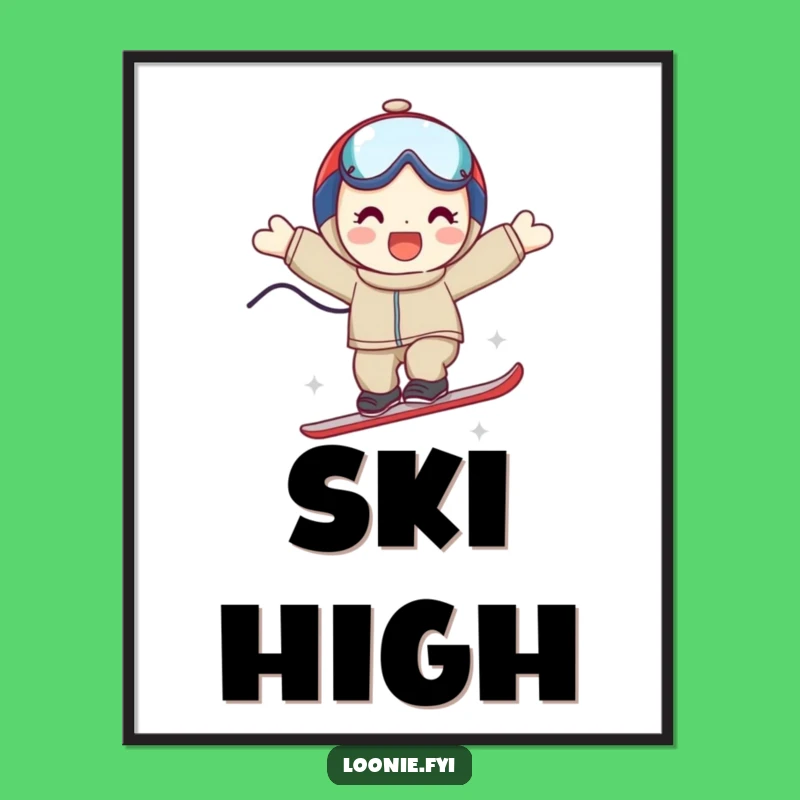 Funny Ski Jump Character Digital Art - Instant Action Decor!