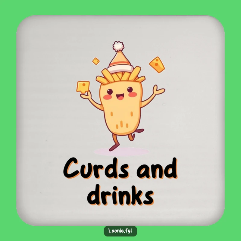 Funny Poutine Dancer Coaster: Protect Surfaces with Cheese Curds Art - Quirky Funny Gift!