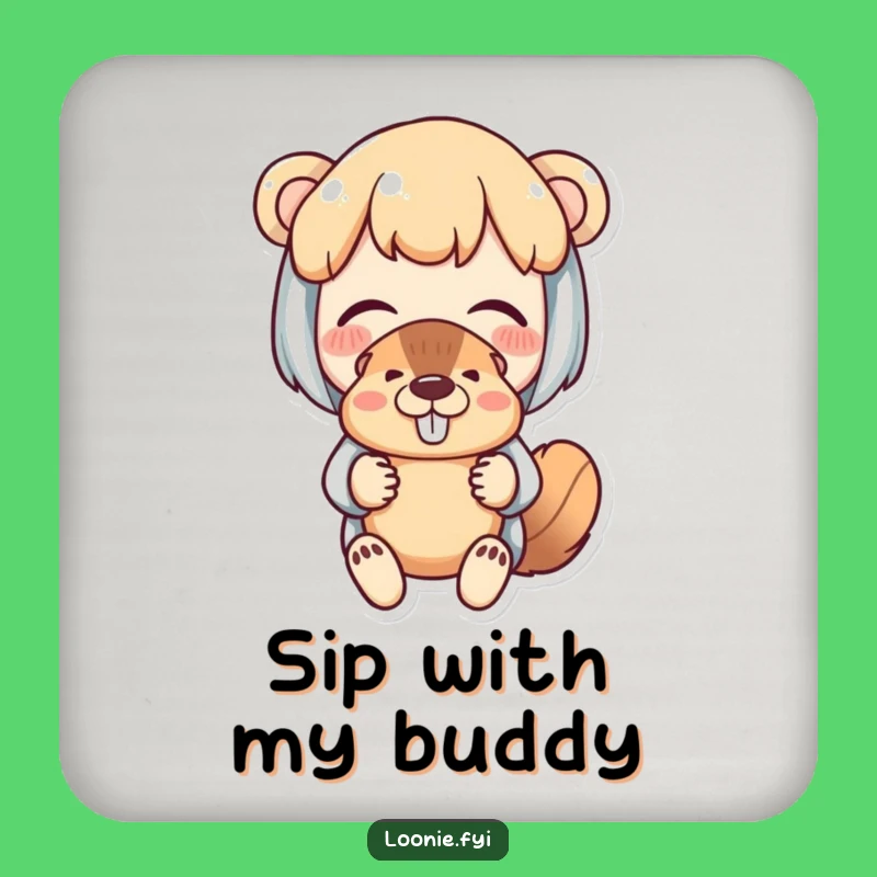 Funny Beaver Puppet Coasters: Delighted Character's Amusement Protects Surfaces