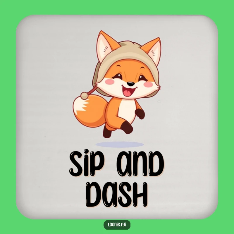 Funny Fox Trapper Hat Running Coaster - Protect Surfaces with Humor