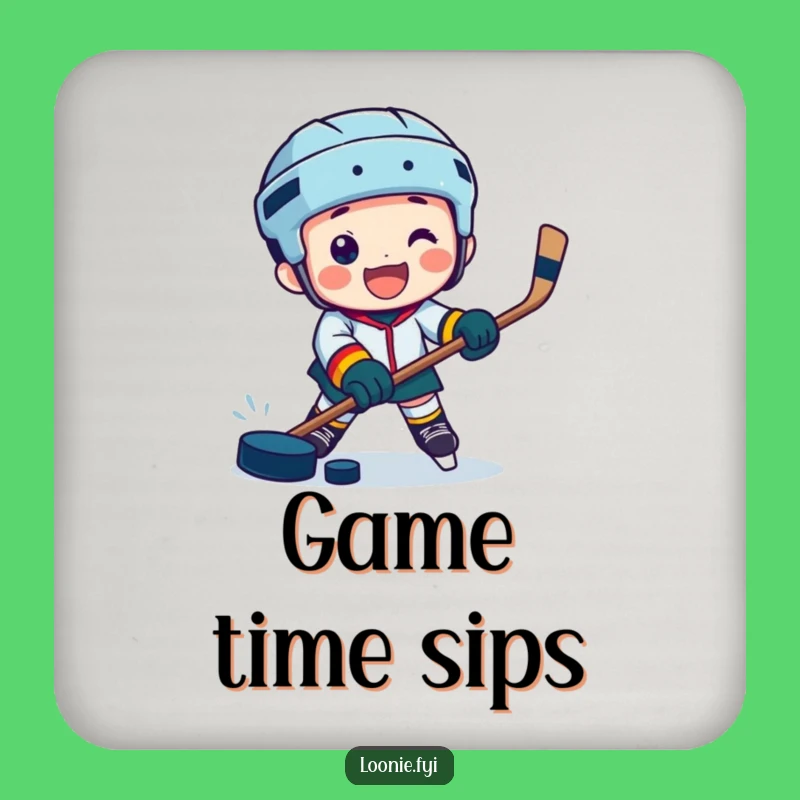 Funny Hockey Coaster Set: Jubilant Character's Puck Protection for Your Table