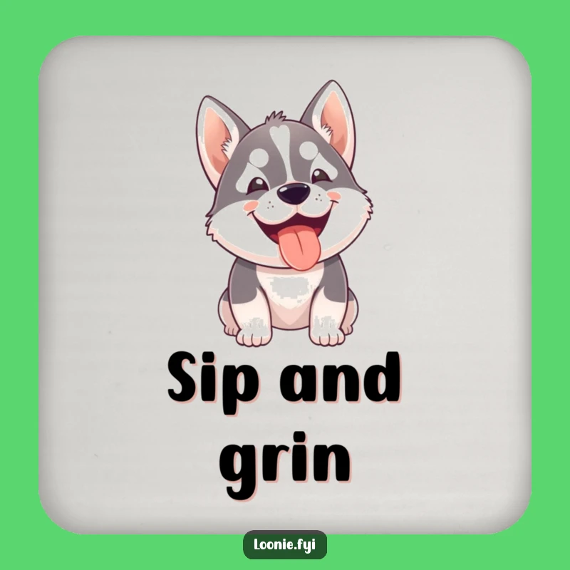Funny Husky Grin Coaster - Hilarious Protection for Surfaces