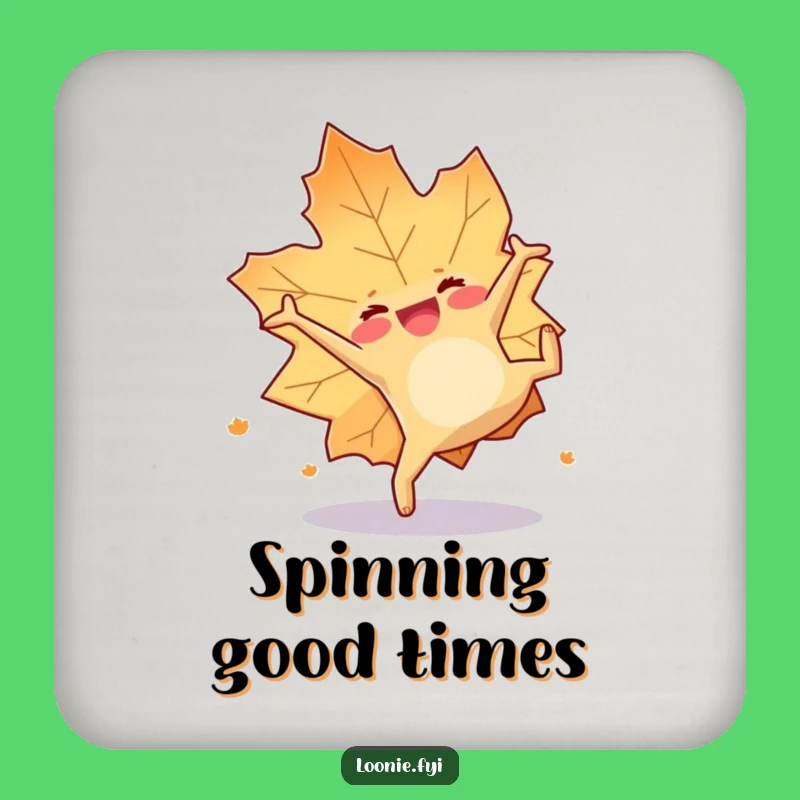 Funny Maple Leaf Somersault Drink Coaster - Protect Surfaces with Fall Fun, Unique Seasonal Gift