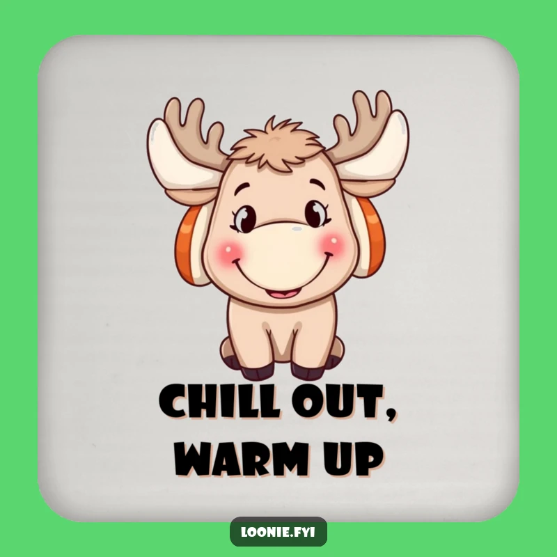 Funny Moose Coasters: Cheerful Grin & Ear Muffs - Hilarious Table Gift Set