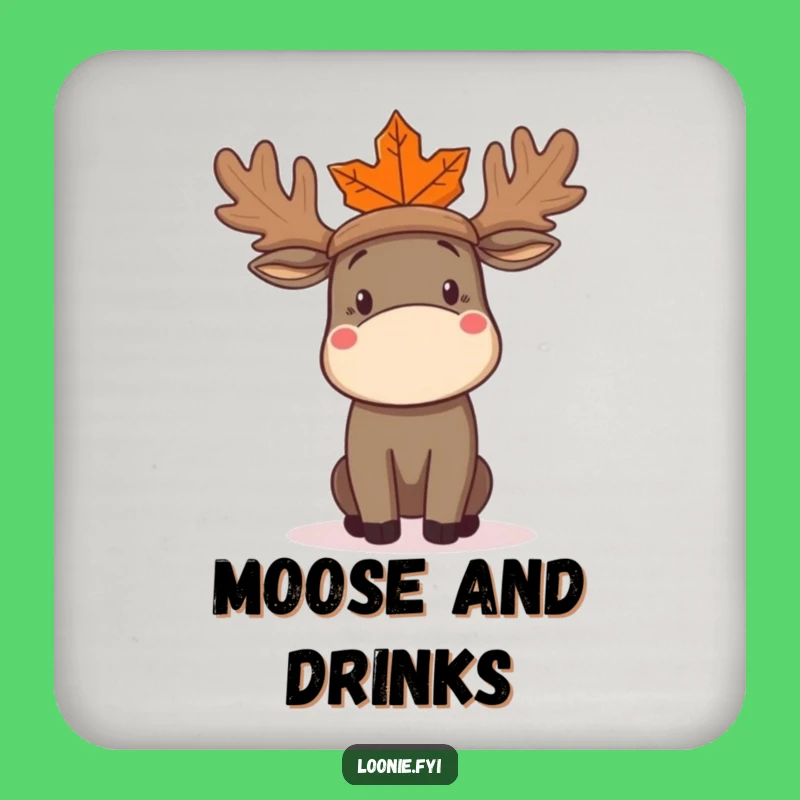 Funny Moose Hat Coaster: Protect Surfaces with Maple Leaf Moose Art - Quirky Funny Gift!