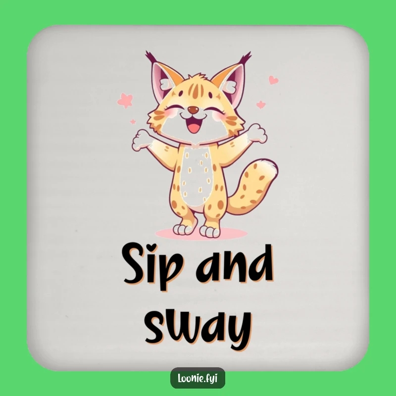 Funny Lynx Jig Drink Coaster - Protect Surfaces with Dance, Unique Feline Gift