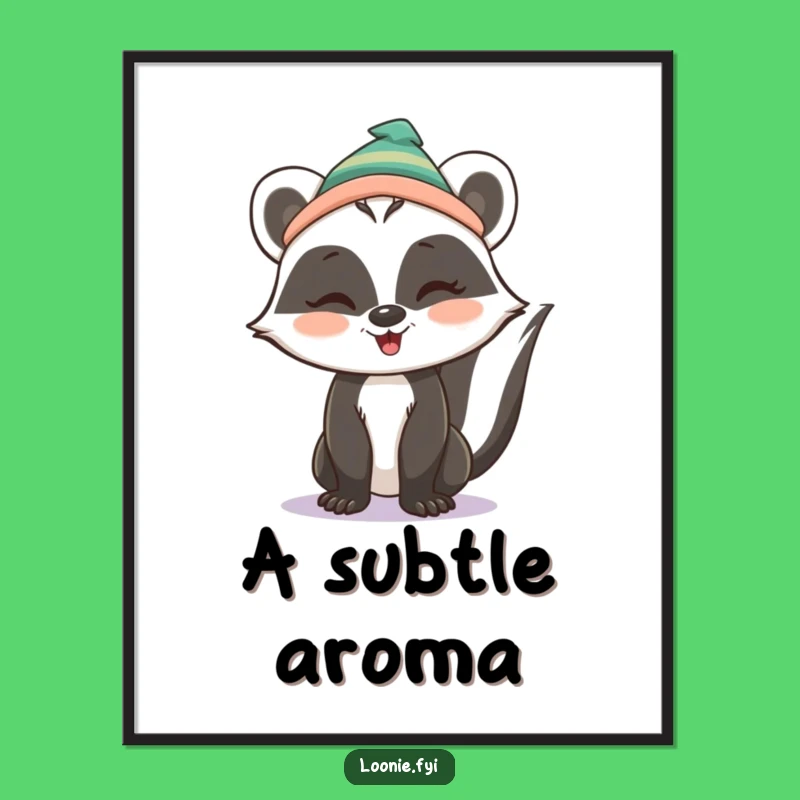 Playful Funny Skunk Winking Toque Art Poster: Cheeky Decor