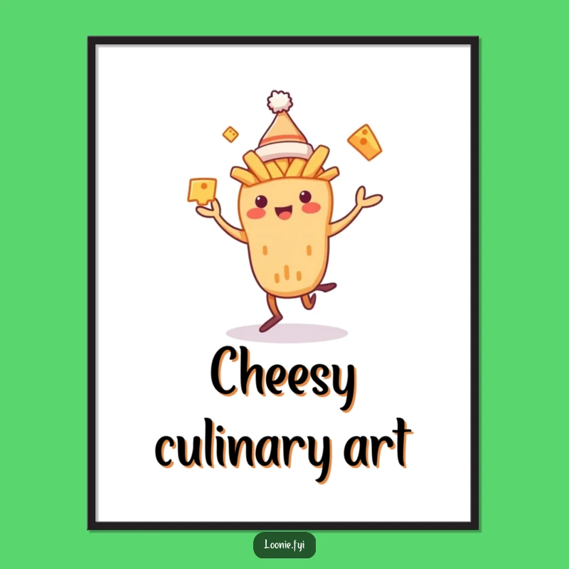 Funny Poutine Dancer Poster: Vibrant Cheese Curds Wall Art - Unique Funny Gift!