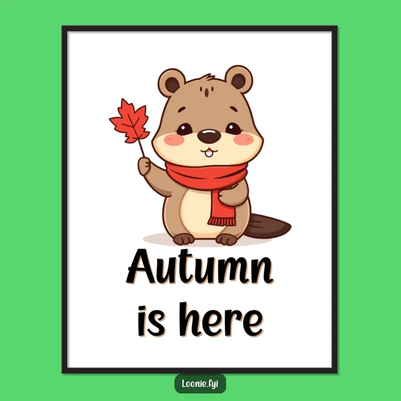 Funny Beaver Maple Leaf Poster: Adorable wall art, a charming gift