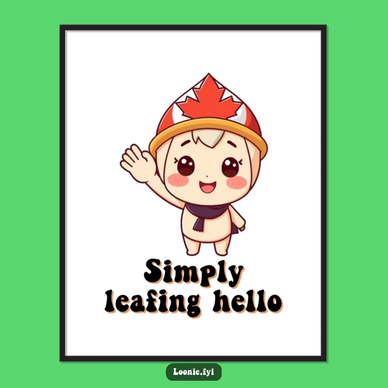 Funny Maple Leaf Wave Poster: Cheerful Canadian Art - Whimsical Wall Decor
