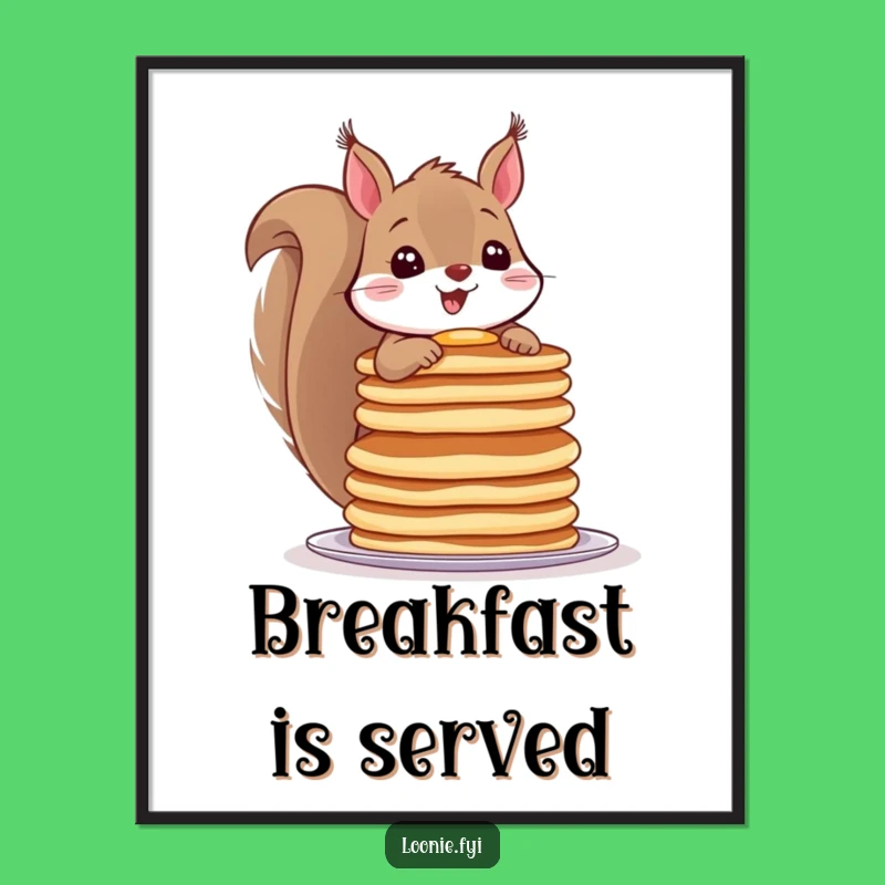 Funny Squirrel Pancake Poster - Hilarious Wall Art for Breakfast Lovers