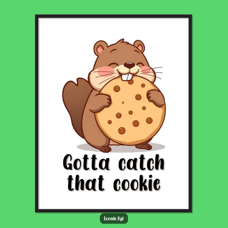 Funny Beaver Maple Cookie Poster - Hilarious Wall Art for Laughs