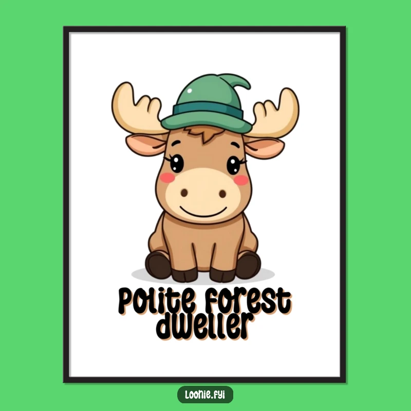 Funny Moose Hat Poster: Gentlemanly wall art, a charming gift