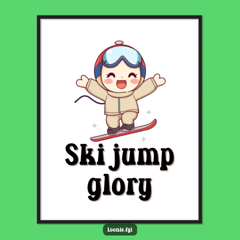 Funny Ski Jump Character Poster - Dynamic Winter Sports Art