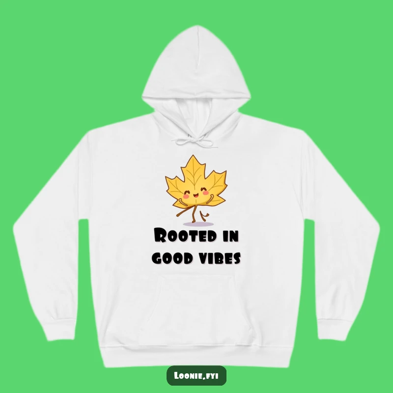 Cozy Funny Maple Leaf Hoodie: Playful Character's Dance Warmth