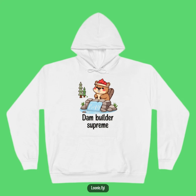 Funny Beaver Cozy Dam Hoodie - Happy Builder, Maple Hat, Warm Funny Gift
