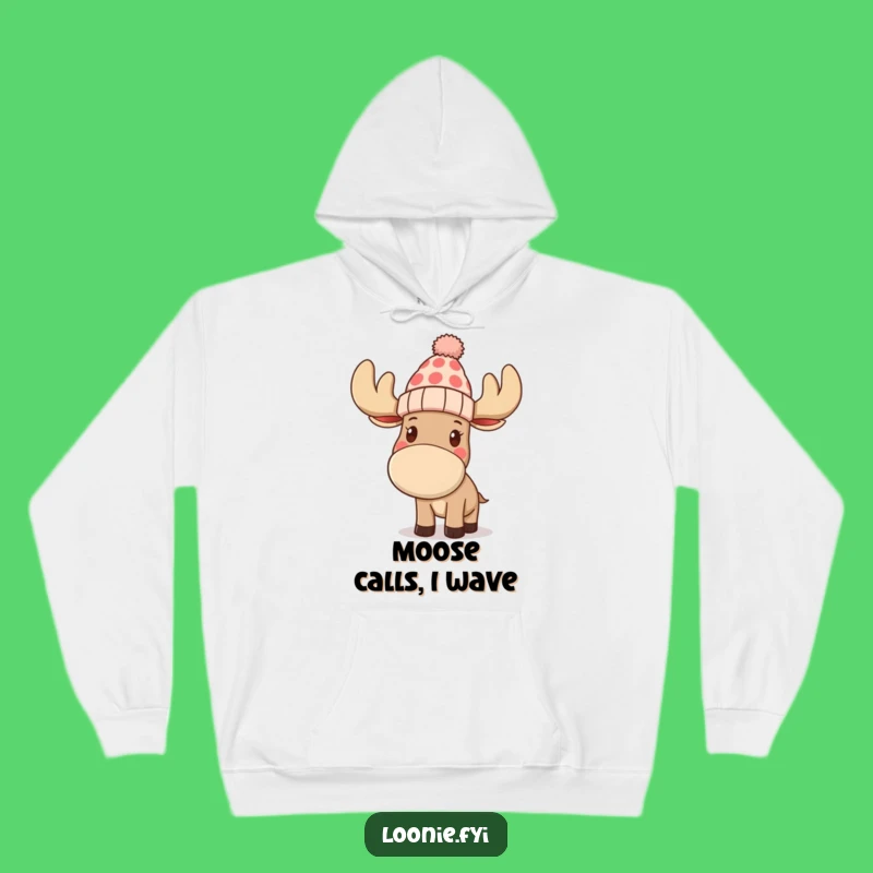 Funny Moose Toque Hoodie: Cozy Character Waving, Perfect Funny Gift