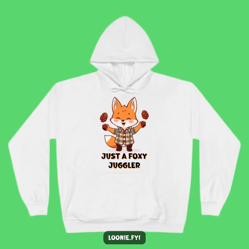 Funny Fox Juggling Pinecones Plaid Hoodie - Cozy & Hilarious Gift