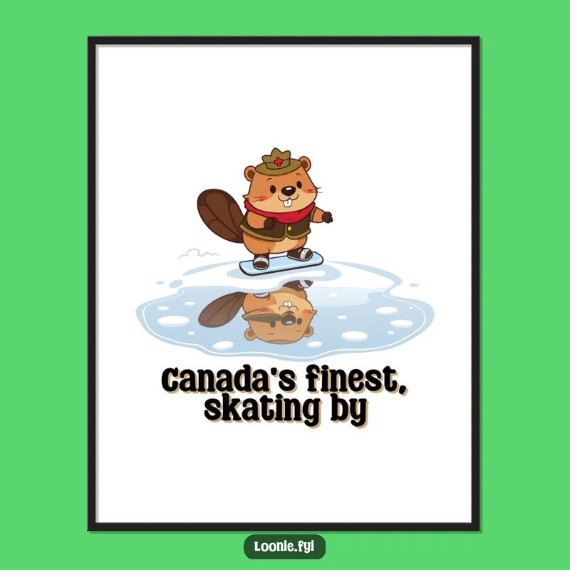Funny Free Printable Wall Art: Mountie Beaver Syrup Skate Downloadable Art