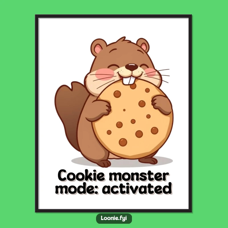 Funny Free Printable Wall Art: Beaver's Cookie Quest, Humorous Downloadable Home Decor