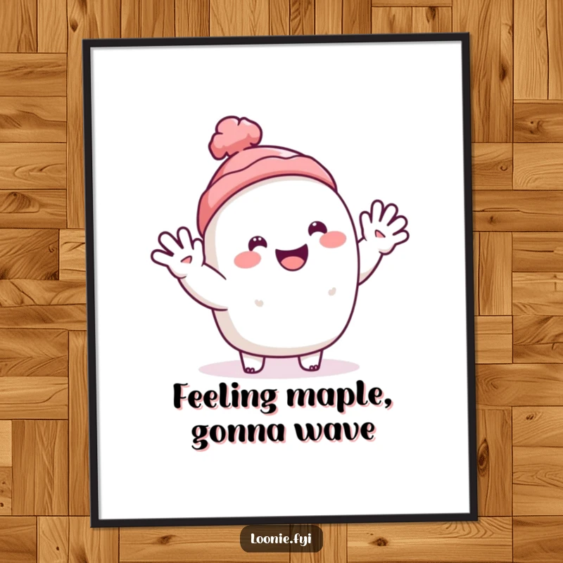 Funny Free Printable Wall Art: A happy toque character offering a sincere and cheerful wave.