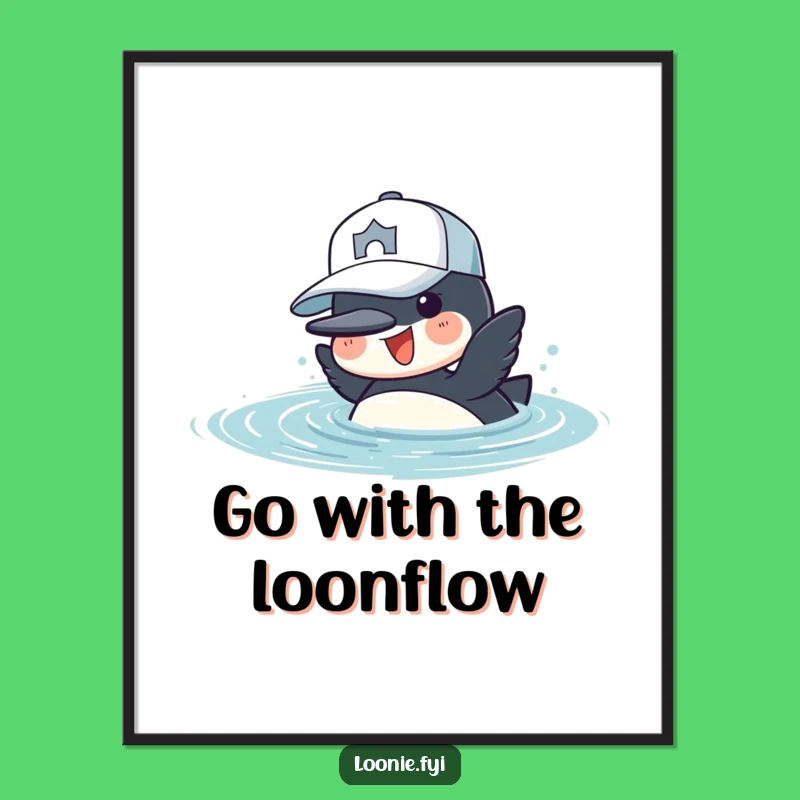 Free Printable Wall Art: Loon Baseball Cap Diving Downloadable Decor