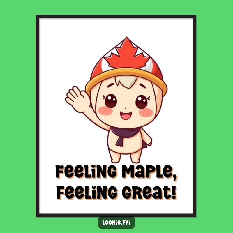 Free Printable Wall Art: Maple Leaf Hat Character, Humorous Downloadable Art for Canadian Decor