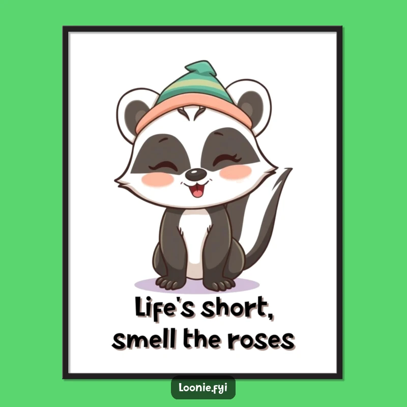Funny Free Printable Wall Art: Winking Skunk in Toque, Quirky Downloadable Decor