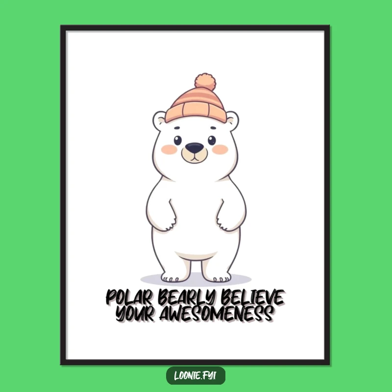 Free Printable Polar Bear Wall Art: Proud Toque Bear Artwork, Downloadable Arctic Humor