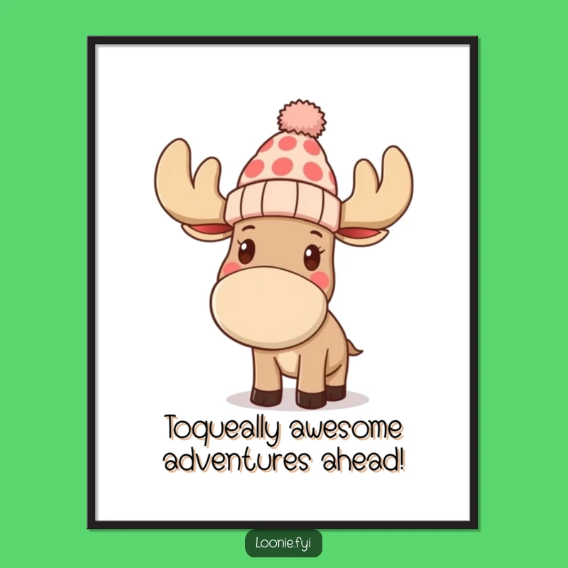 Funny Free Printable Wall Art: Waving Moose in Toque Decor