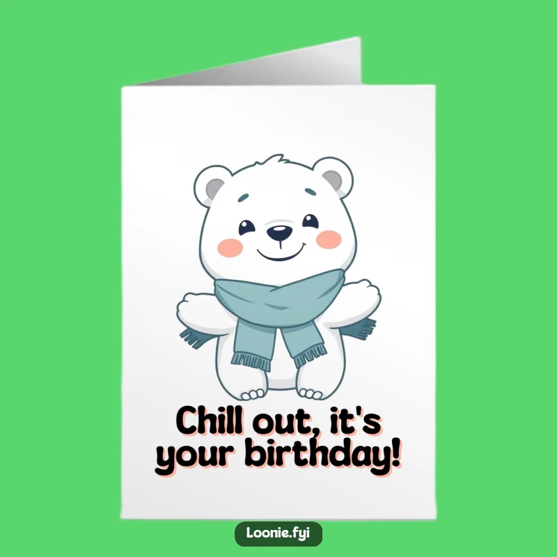 Free Printable Birthday Card: Grinning Polar Bear, Cozy Scarf, Funny Downloadable Gift