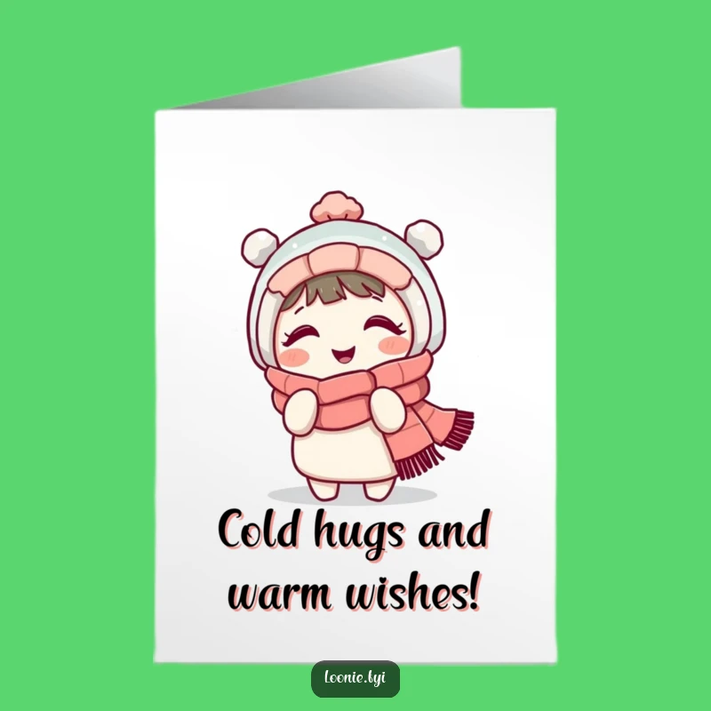 Free Printable Birthday Card: Giggling Scarf Character, Hilarious Winter Fun Downloadable Gift