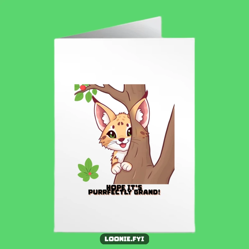 Free Printable Birthday Card: Happy Lynx Peeking, Funny Downloadable Birthday Gift