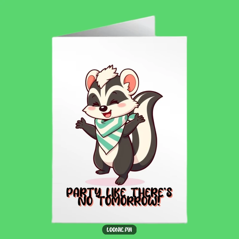 Free Printable Birthday Card: Playful Skunk Happy Dance, Funny Downloadable Gift