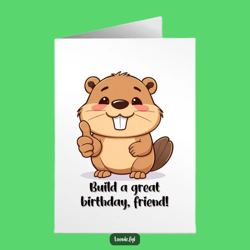 Free Printable Birthday Card: Smiling Beaver Thumbs Up, Hilarious Downloadable Greeting for Friends