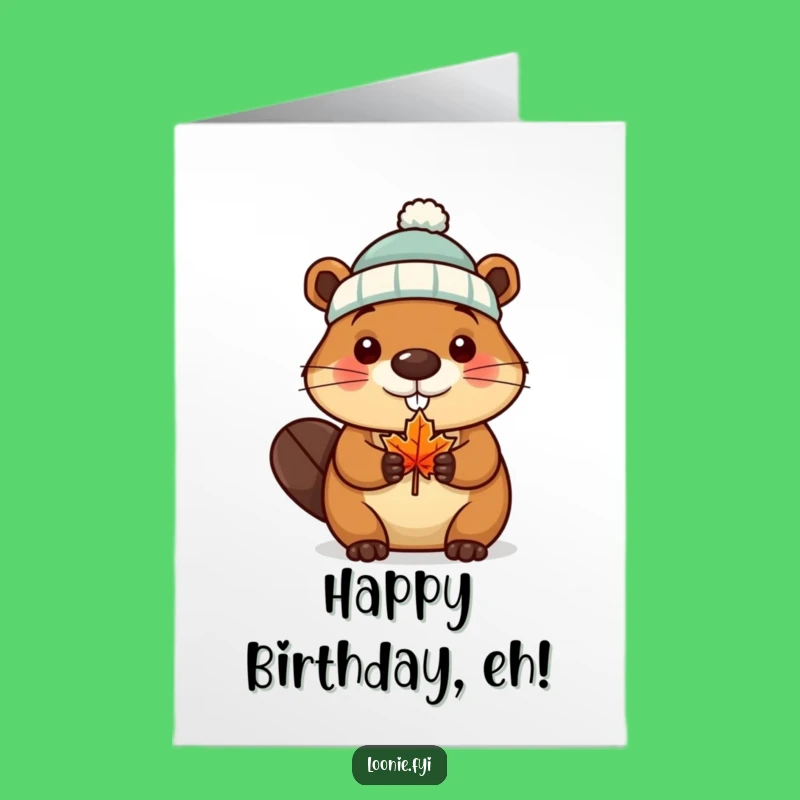 Free Printable Birthday Card: Beaver Chef, Maple Leaf, Canadian Funny Downloadable Gift