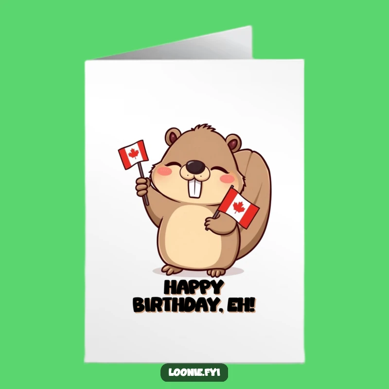 Free Printable Birthday Card: Winking Beaver Fun, Canadian Greeting, Downloadable Art Gift