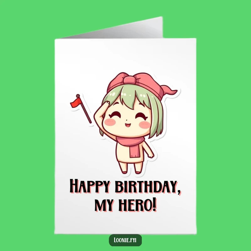 Free Printable Birthday Card: Happy Saluting Character, Small Flag Fun Downloadable Gift