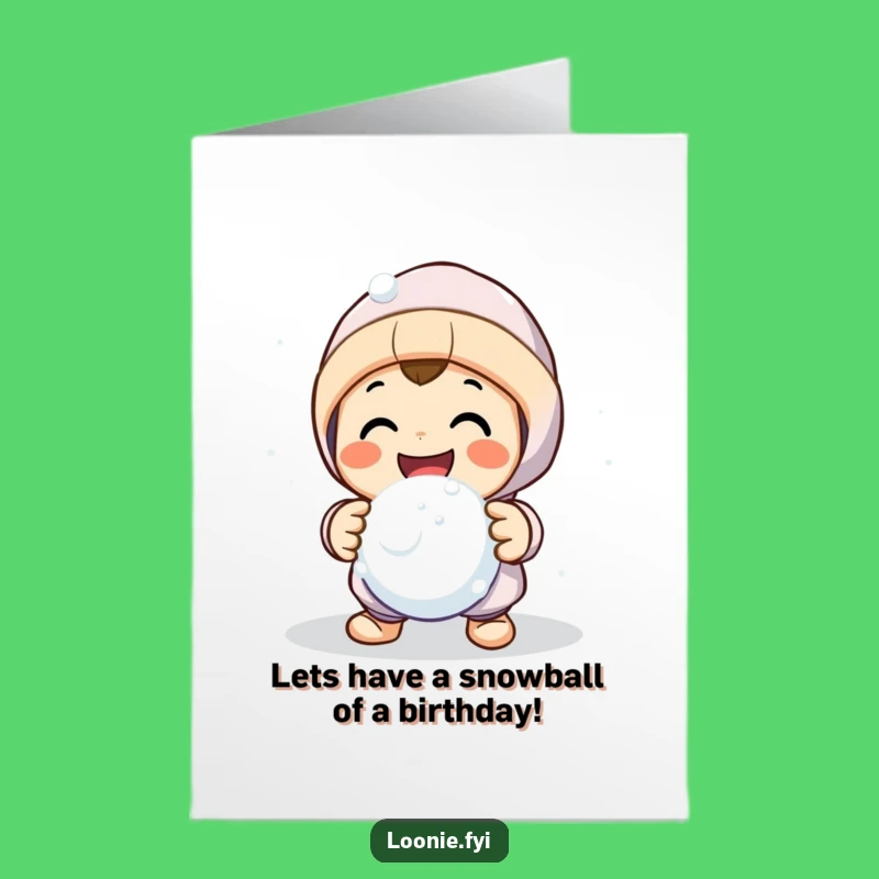 Free Printable Birthday Card: Snowball Fight Fun Character, Joyful Winter Downloadable Gift
