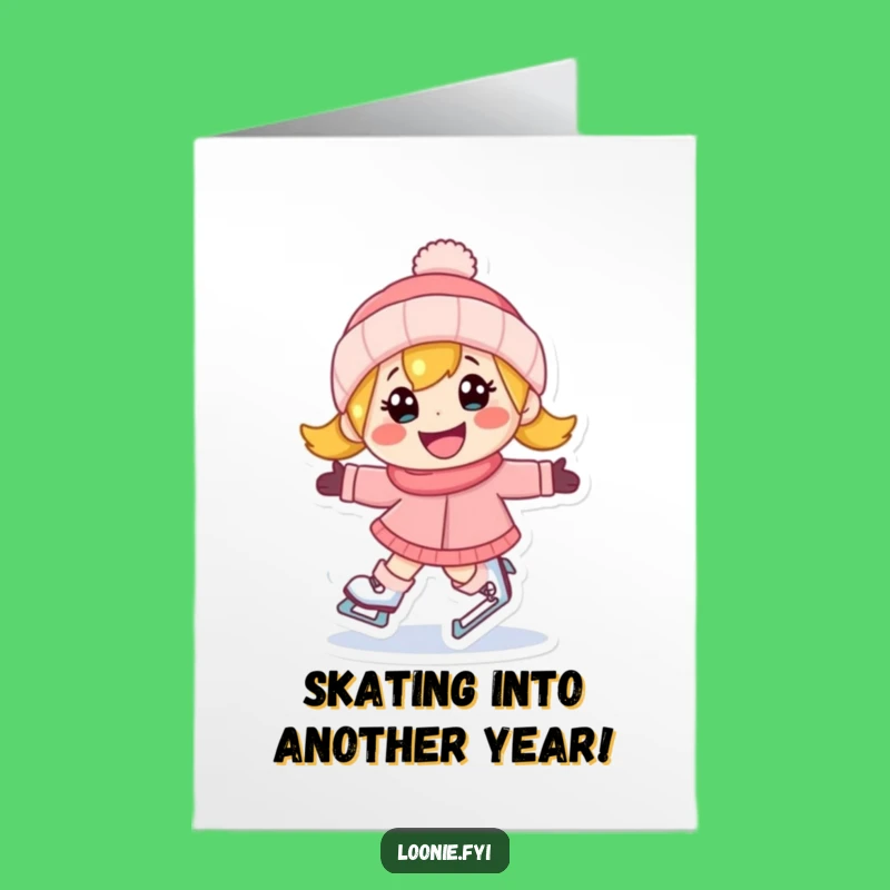 Free Printable Birthday Card: Funny Ice Skating Character, Hilarious Downloadable Gift!