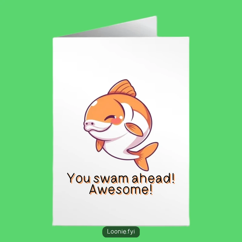 Free Printable Congrats Card: Determined Salmon Celebrating Success Downloadable!