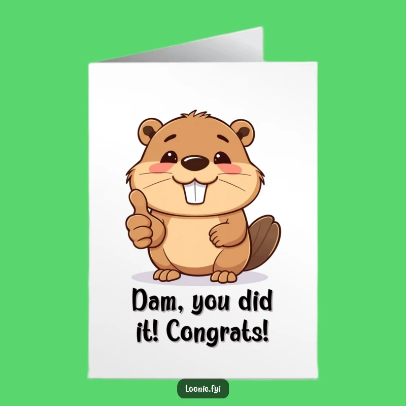 Free Printable Congrats Card: Smiling Beaver Thumbs Up, Funny Downloadable Greeting for Success