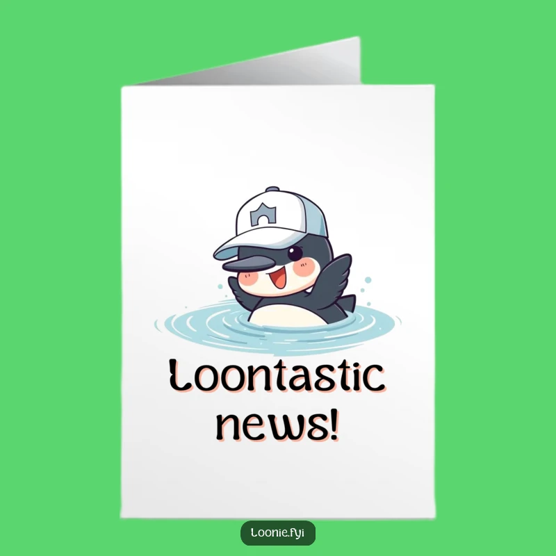 Free Printable Congratulations Card: Loon Baseball Cap Diving Downloadable