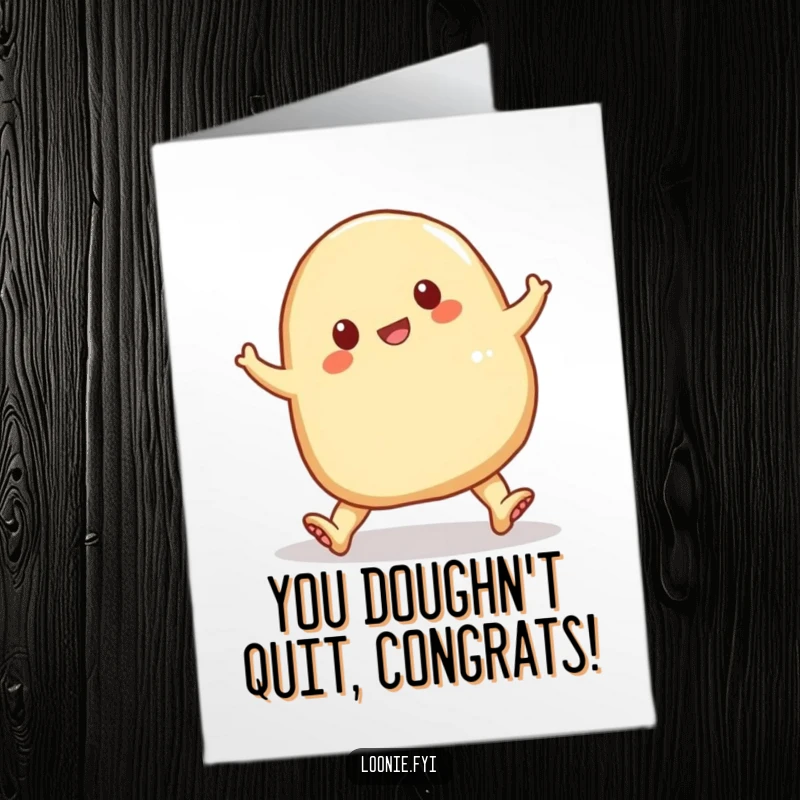 Funny free printable congratulations card of a perogy tripping comically, offering a humorous way to celebrate.