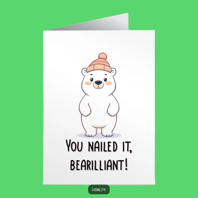 Free Printable Polar Bear Congrats Card: Majestic Toque Bear, Downloadable DIY Celebration