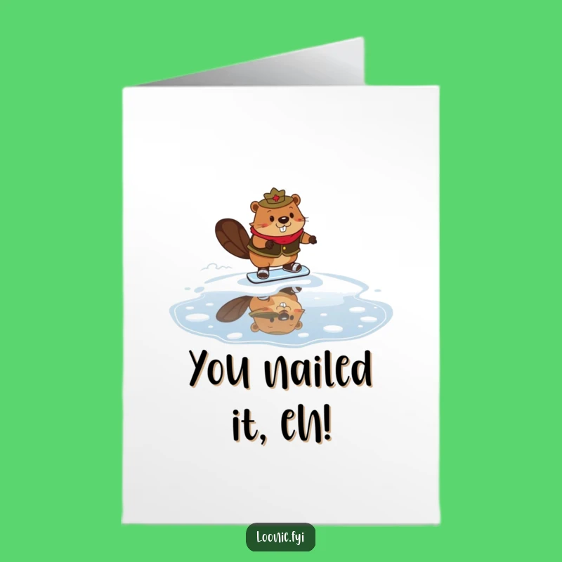Free Printable Congrats Card: Mountie Beaver Syrup Skate - Funny Downloadable Celebration Gift