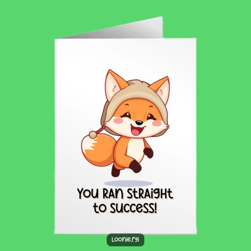 Free Printable Congrats Card: Amusing Fox in Trapper Hat, Perfect for a Funny Downloadable Gift