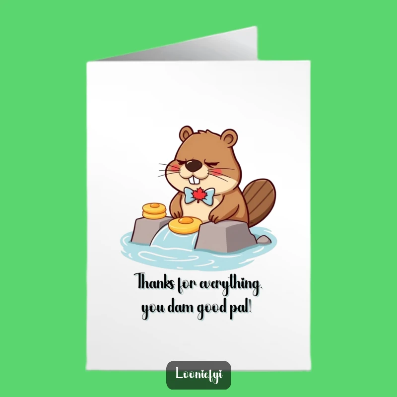 Free Printable Beaver Thank You Card: Pancake Dam Humor Download