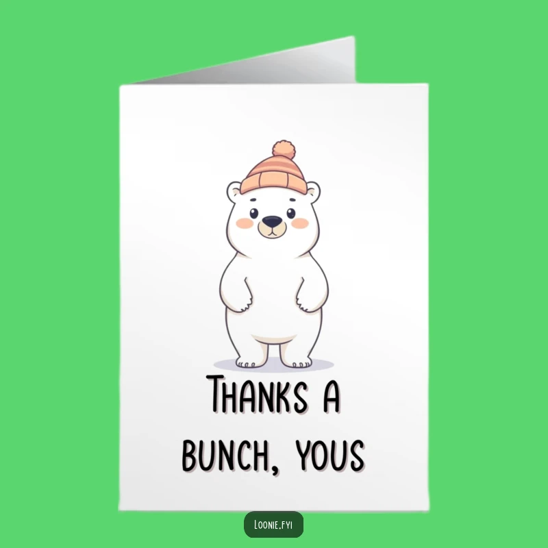 Free Printable Polar Bear Thank You Card: Cool Toque Bear, Downloadable Gratefulness